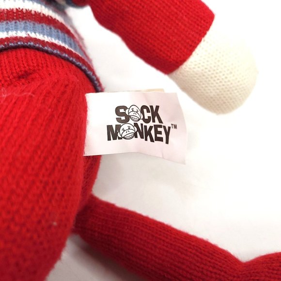 Dan Dee Sock Monkey Plush 19" Stuffed Animal Toy Pom Pom Cap Red Blue - Picture 11 of 11